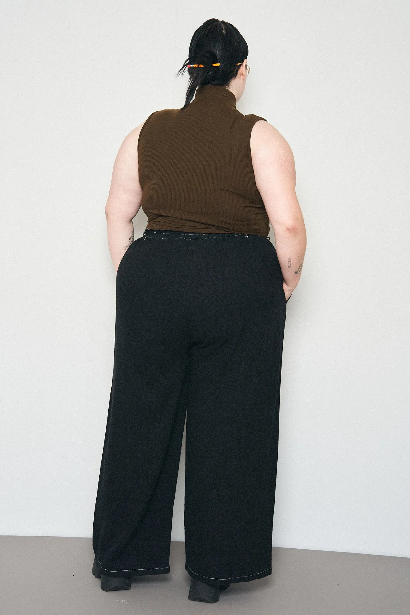 End of the world Black Linen Straight Leg Trousers