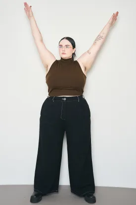 End of the world Black Linen Straight Leg Trousers