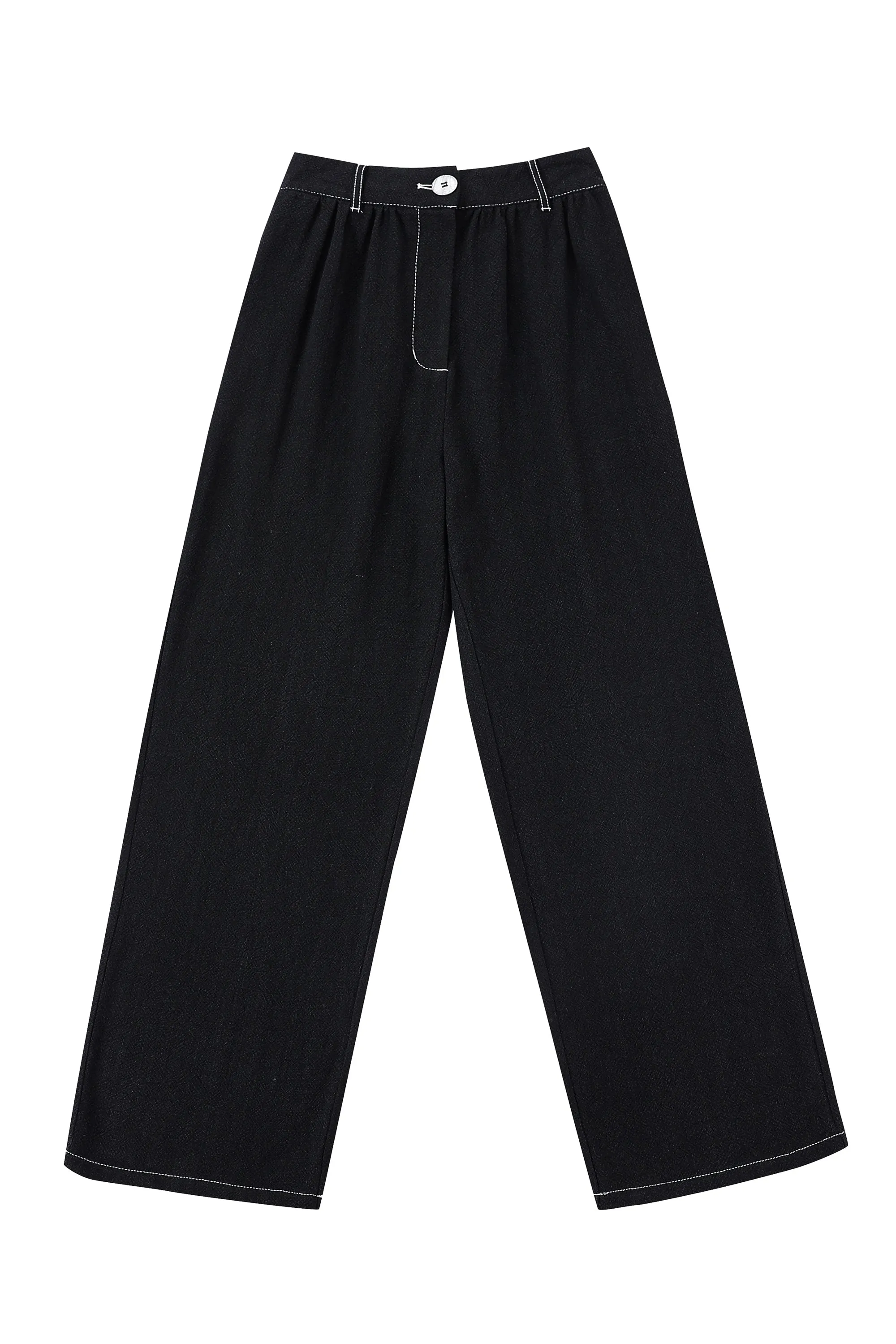 End of the world Black Linen Straight Leg Trousers