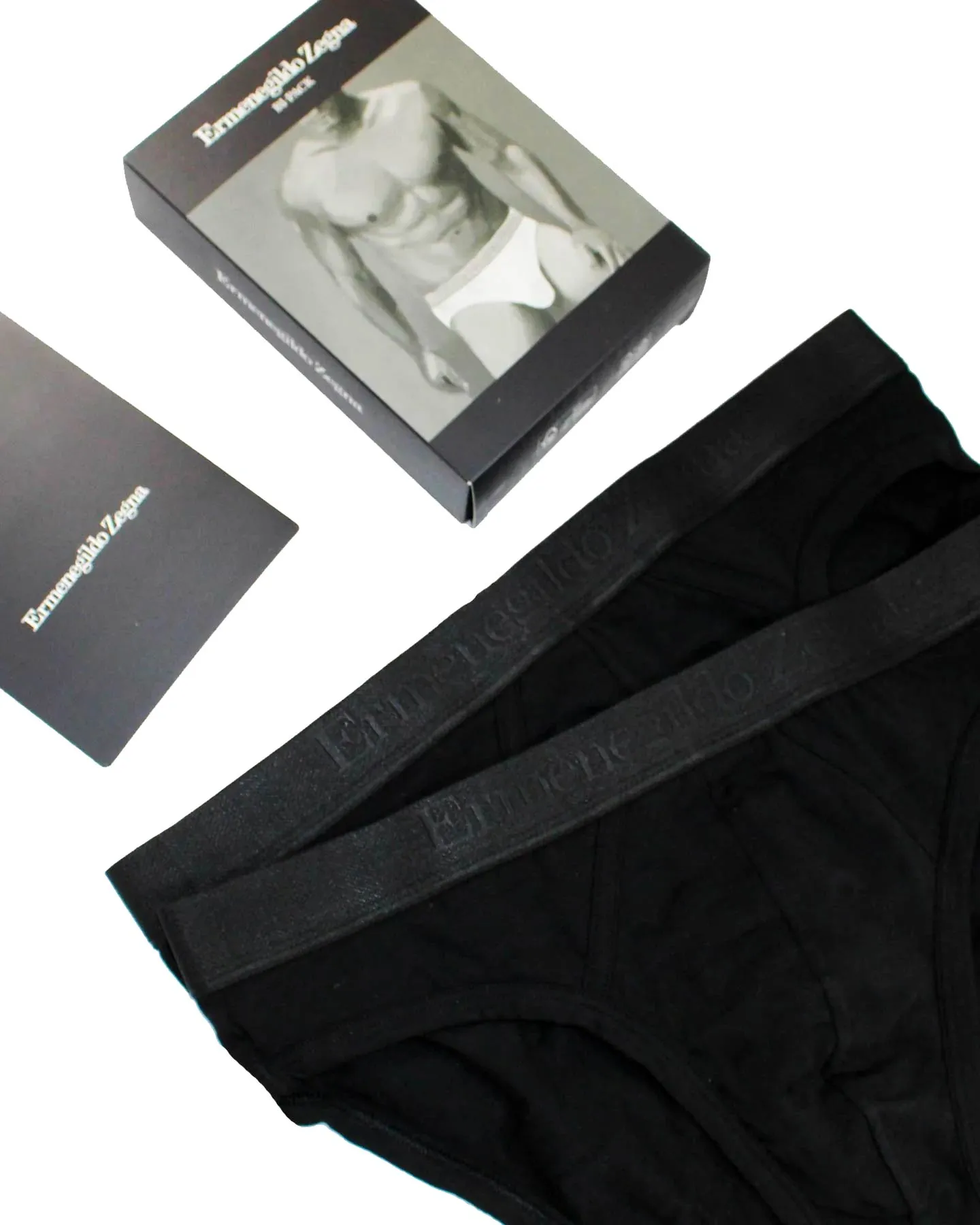 Ermenegildo Zegna Underwear Black Stretch XXL Cotton Midi Brief 2 Pack