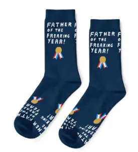 Father of the Freakin Year Crew Socks - Large