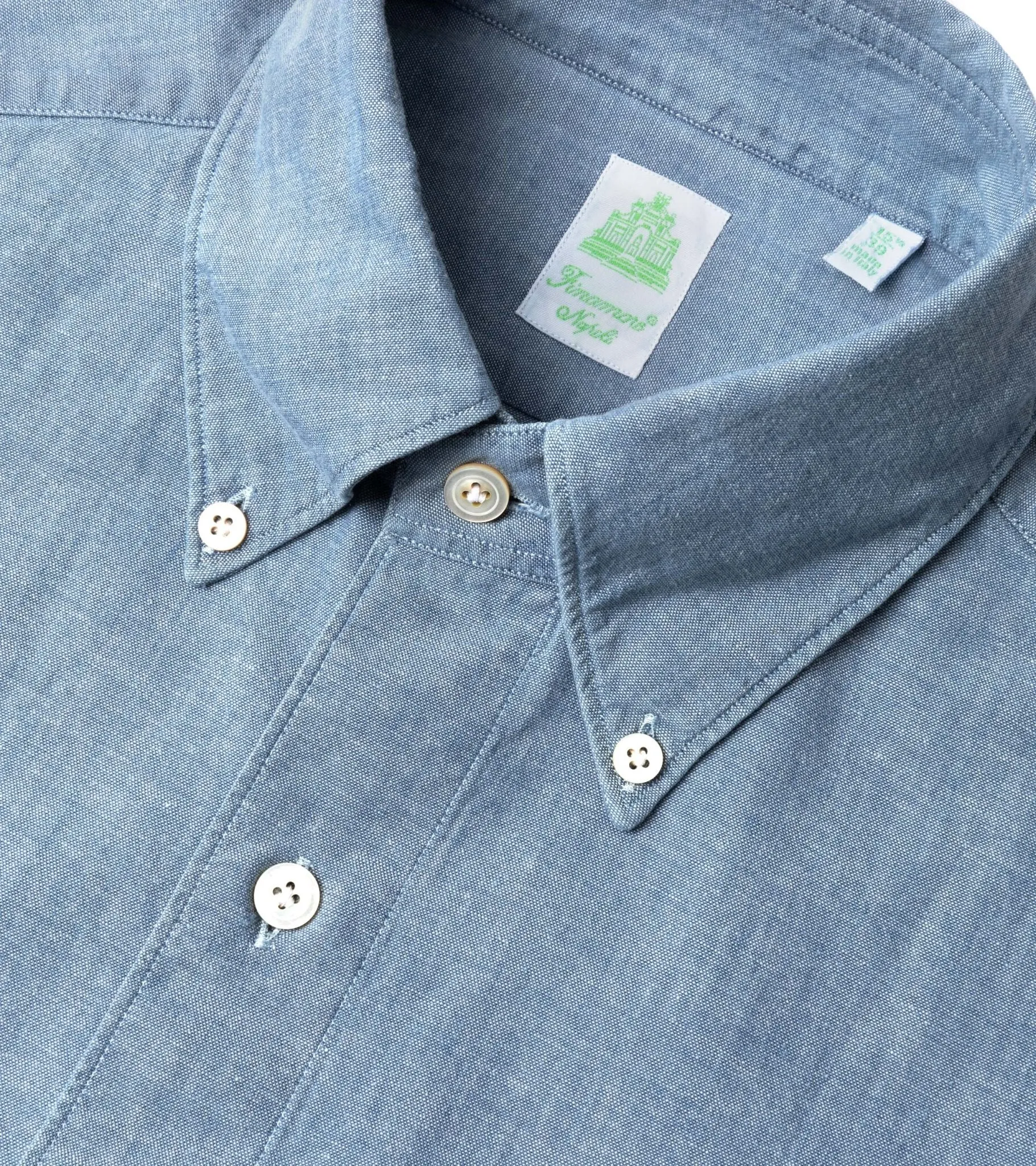 Finamore Gaeta Classic Cotton Leonardo Button Down Sport Shirt: Chambray