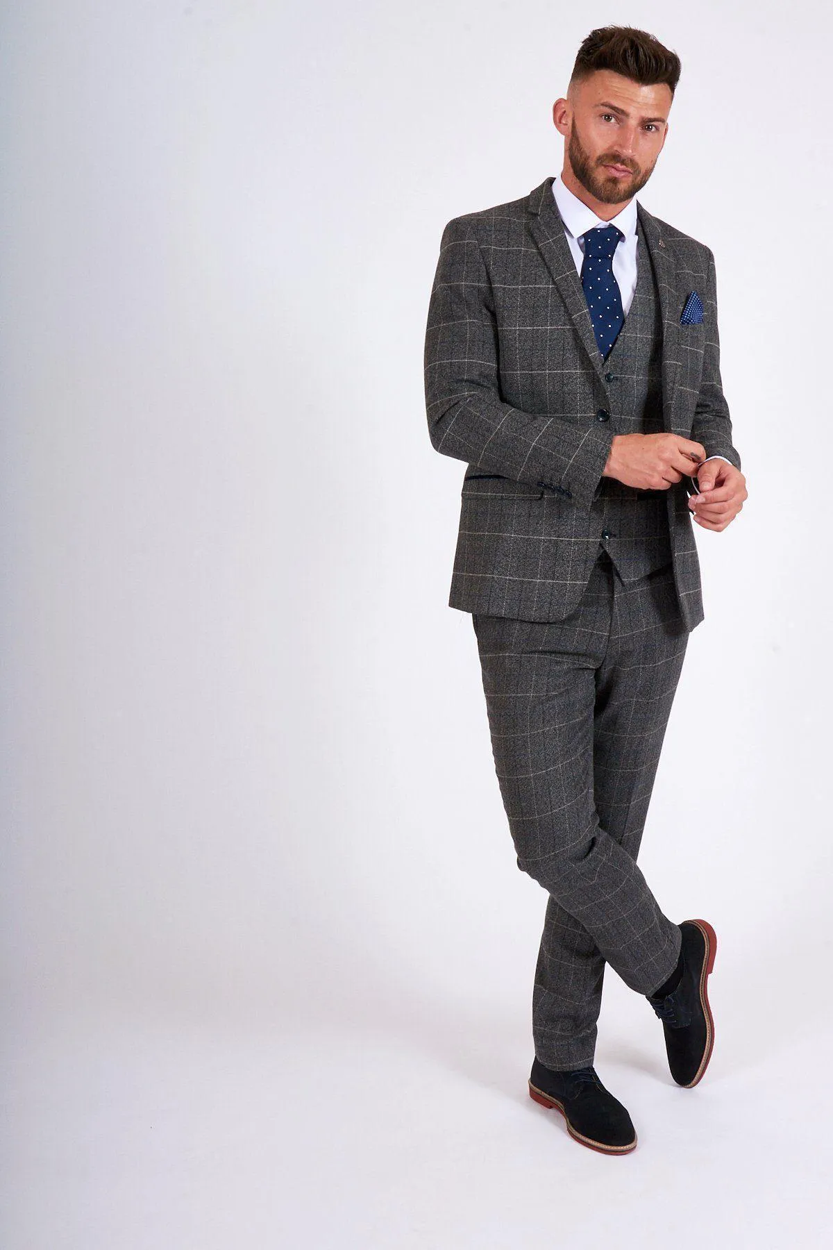 Former Leeds United Footballer Danny Mills in Scott Grey Tweed Suit