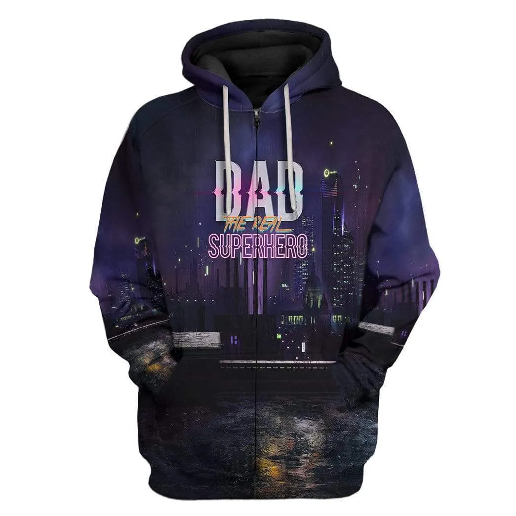 Gearhuman 3D Dad is the Real Superhero Custom Hoodie Apparel