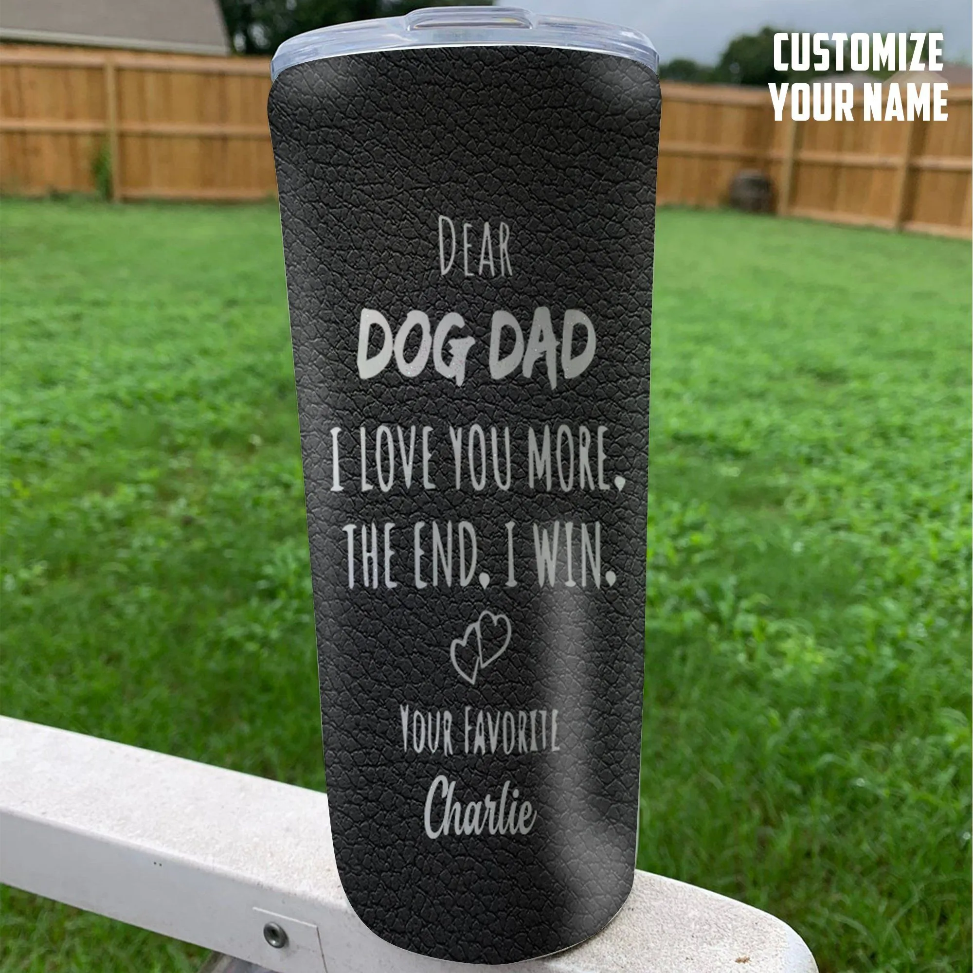 Gearhuman 3D Dear Dog Dad Fathers Day Gift Custom Name Tumbler Yorkshire Terrier Dog