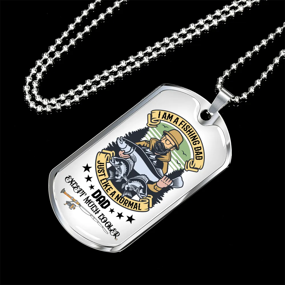 Gift For Dad, Personalized Dog Tag Pendant, Fishing Dads Are Awesome