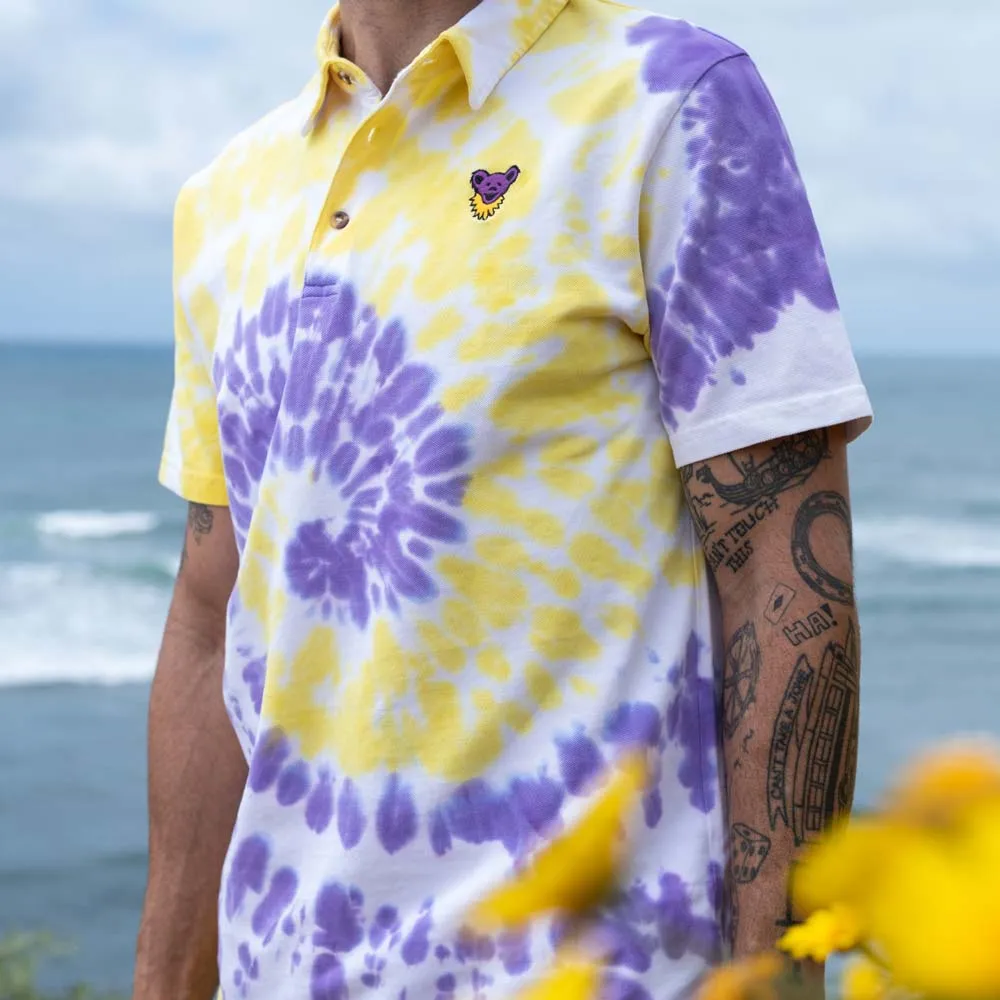 Grateful Dead | Cotton Polo | Tie Dye with Purple Bear