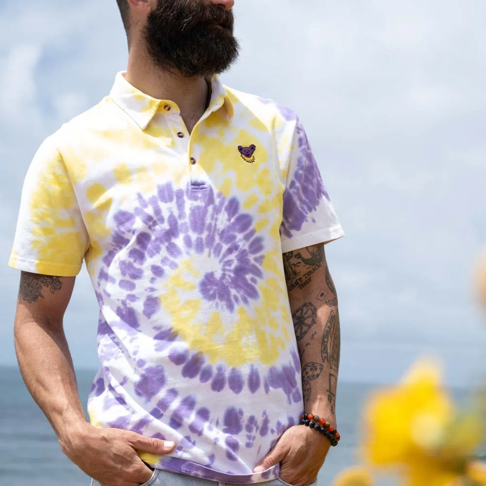 Grateful Dead | Cotton Polo | Tie Dye with Purple Bear