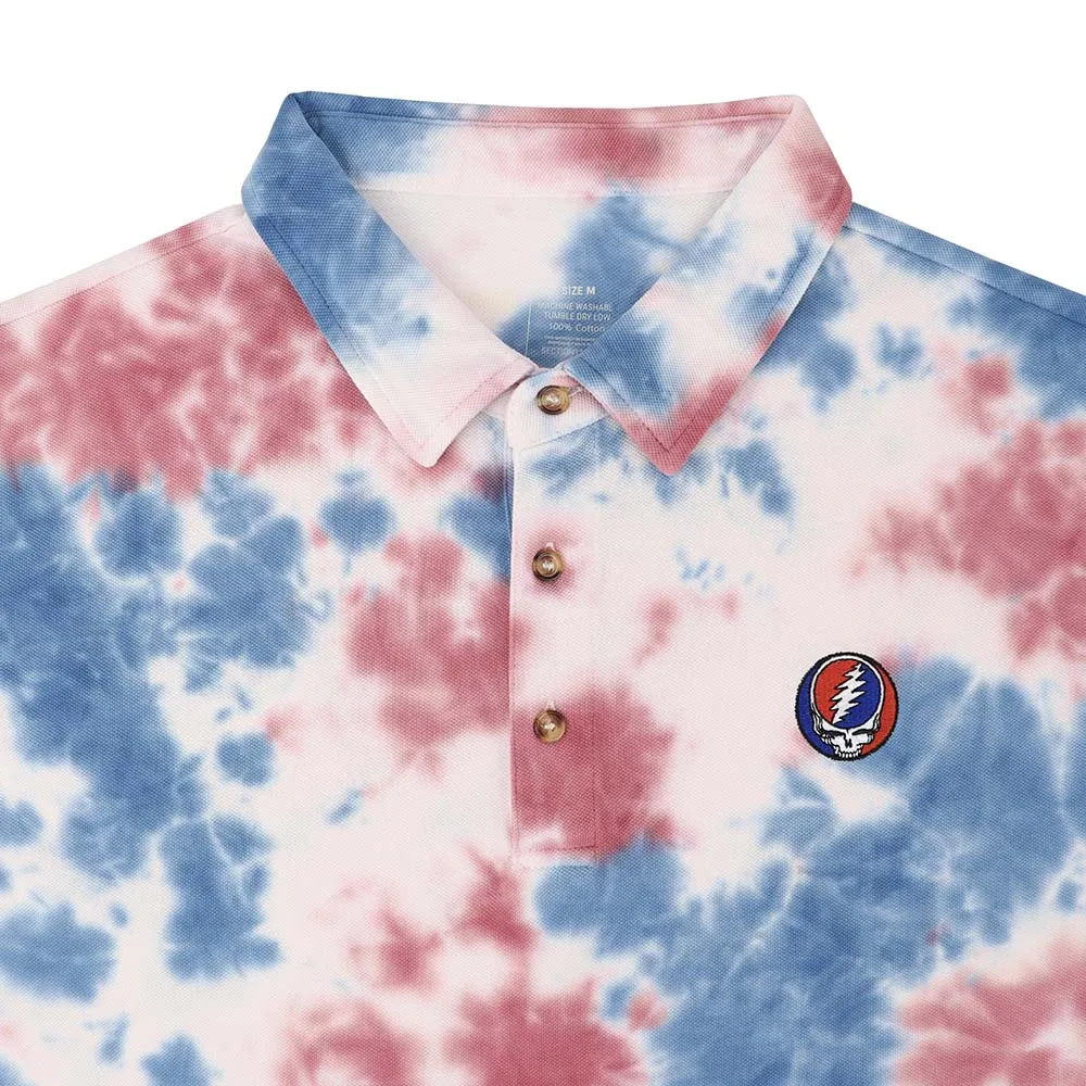 Grateful Dead | Pique Polo | Red White and Blue Stealie