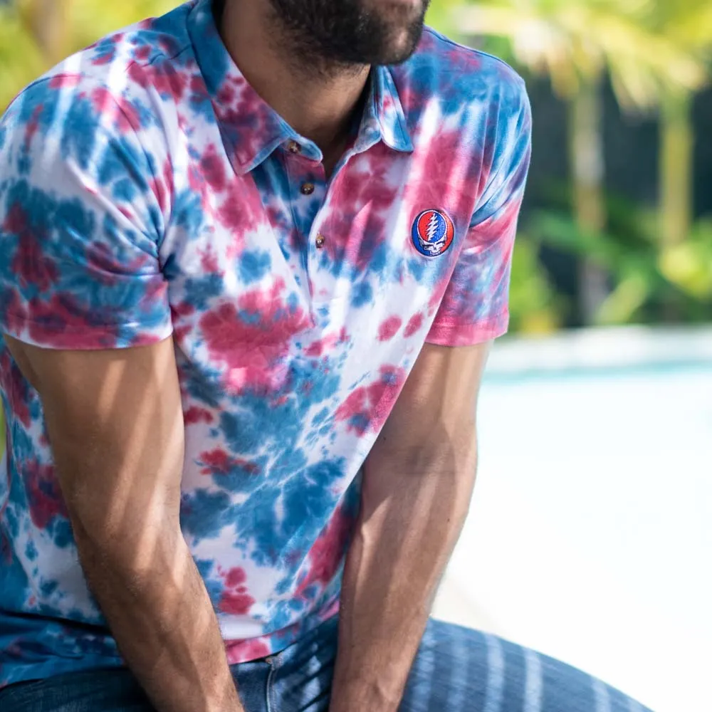 Grateful Dead | Pique Polo | Red White and Blue Stealie