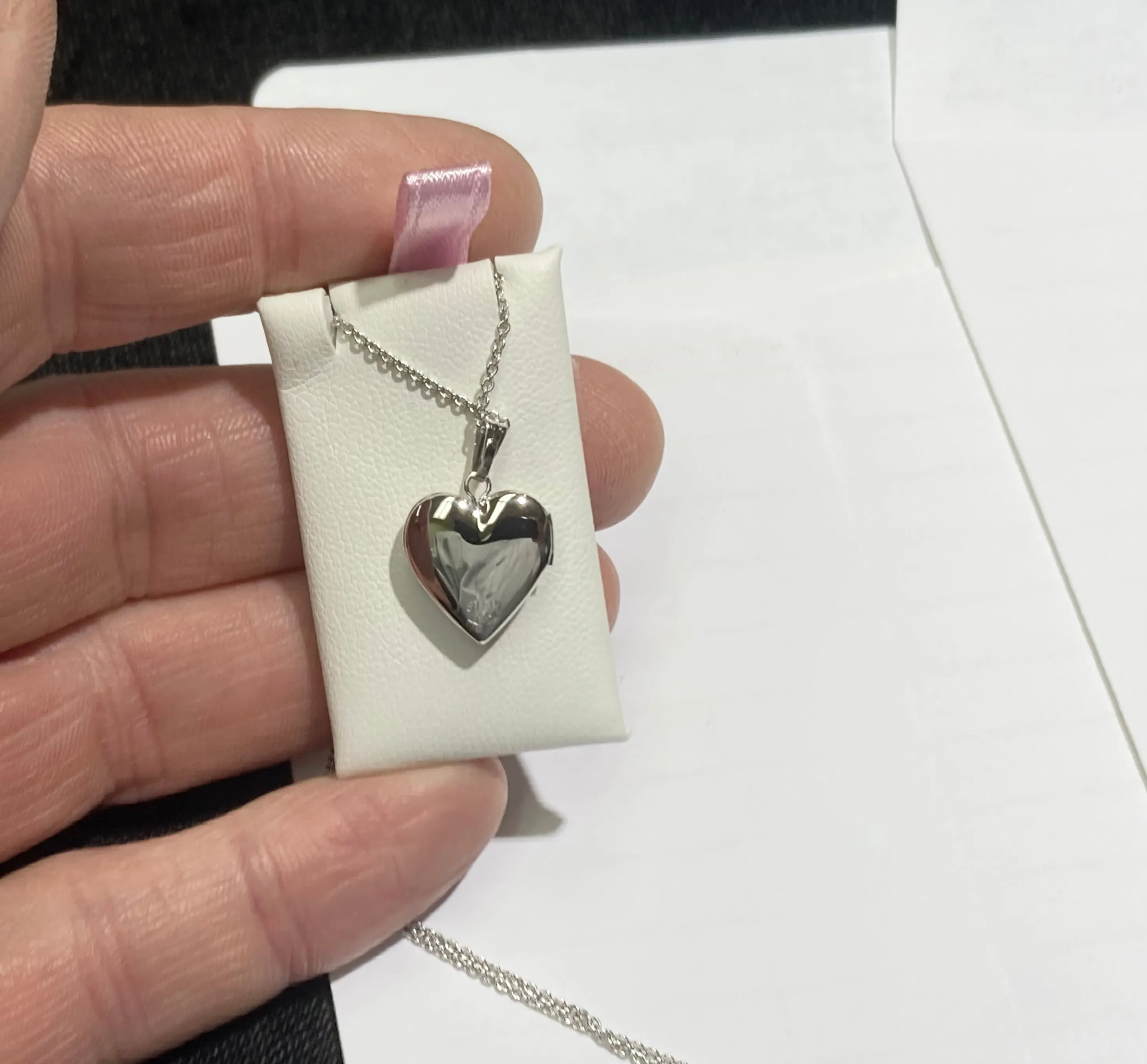 Heart Locket Sterling Silver Mother Of Pearl Rope Chain Engravable