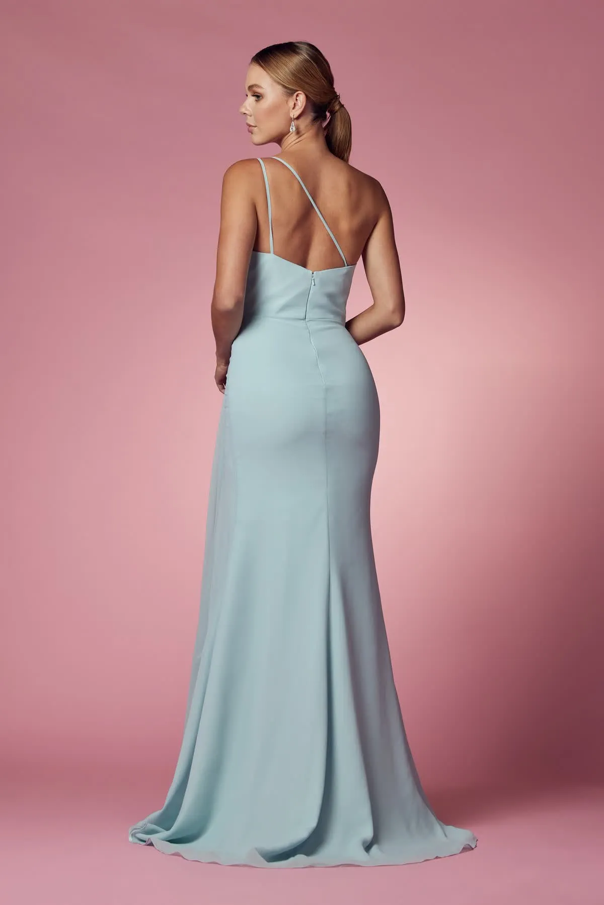 High Slit One Shoulder Long Bridesmaid & Evening Dress NXE1005