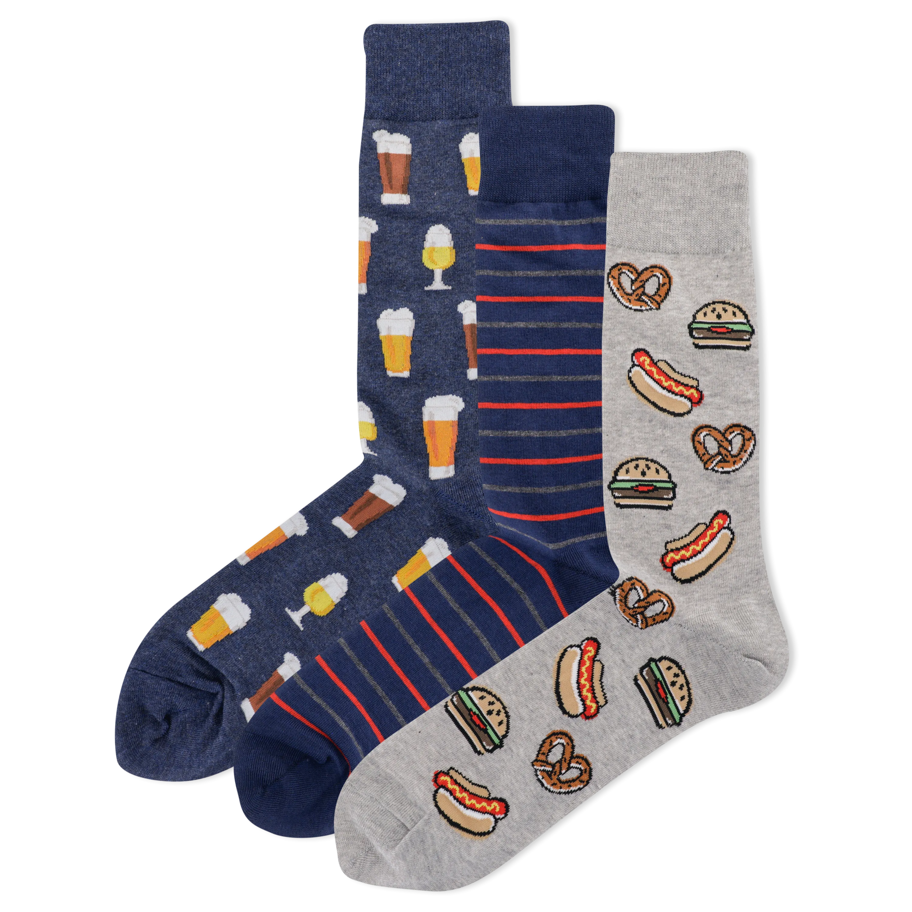 HOTSOX Men's Beer 3 Pack Crew Socks