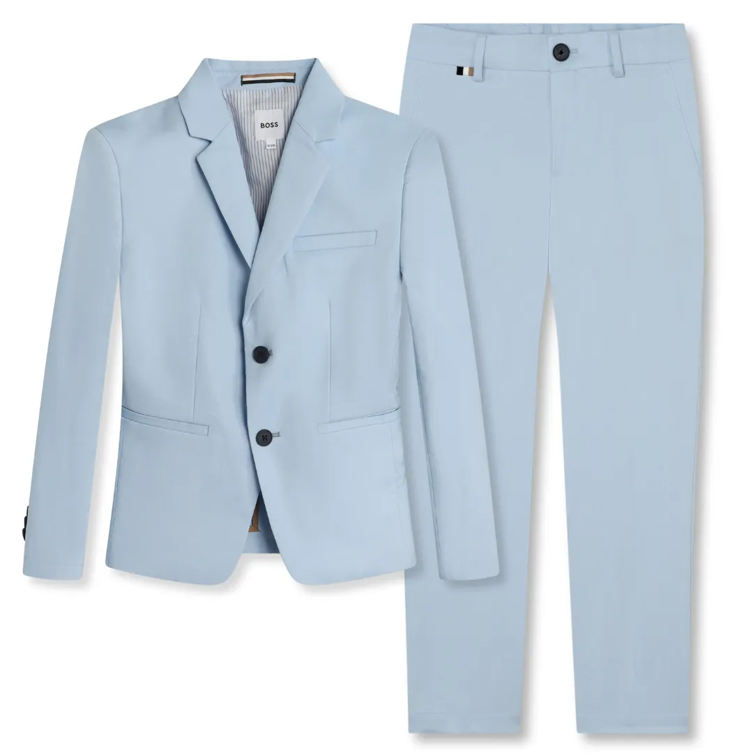 Hugo Boss Boys Pale Blue Slim Suit