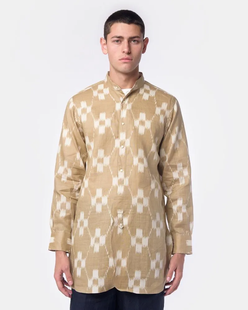 Ikat Linen Overshirt in Sand