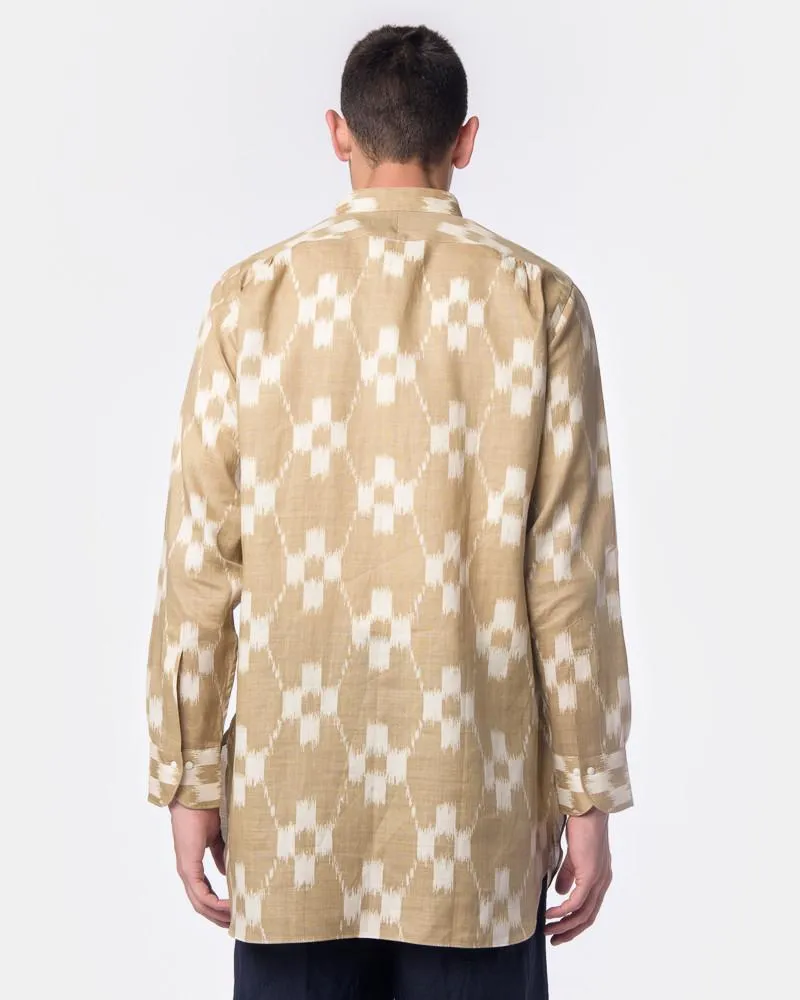 Ikat Linen Overshirt in Sand