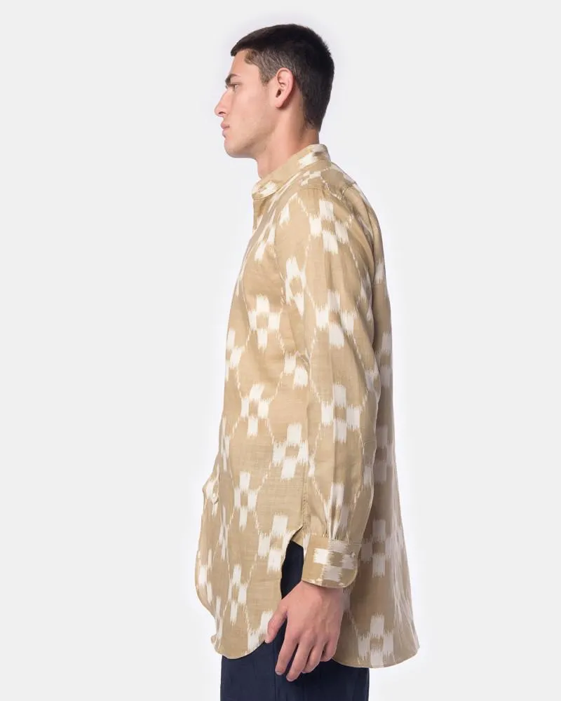 Ikat Linen Overshirt in Sand