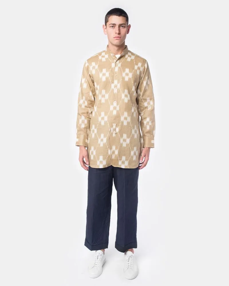 Ikat Linen Overshirt in Sand