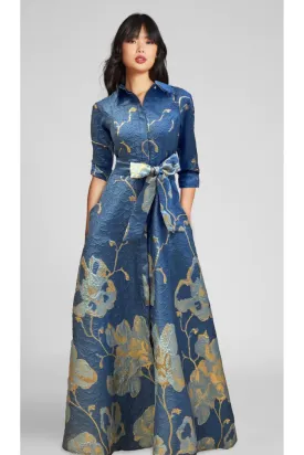 Jacquard Border Pattern Shirt Gown