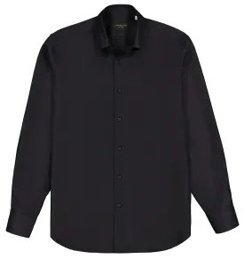 Jet Black Twill Button-Down Collar Shirt