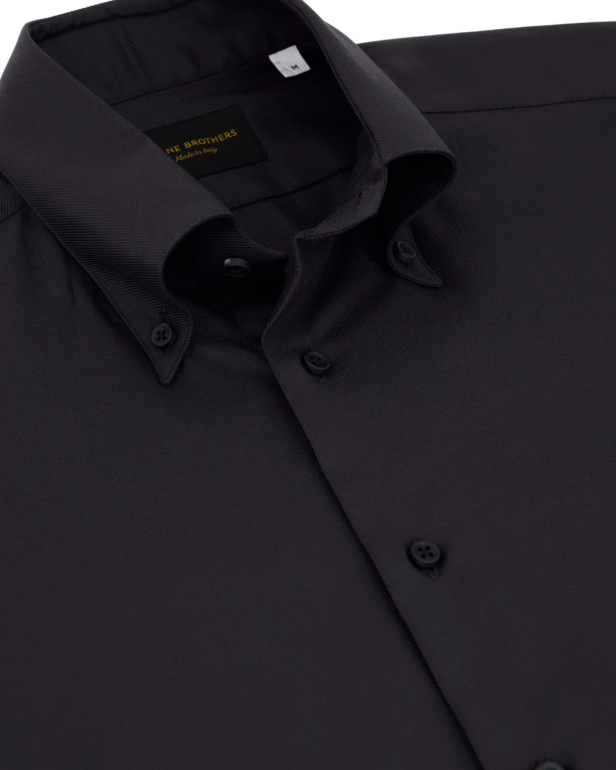 Jet Black Twill Button-Down Collar Shirt