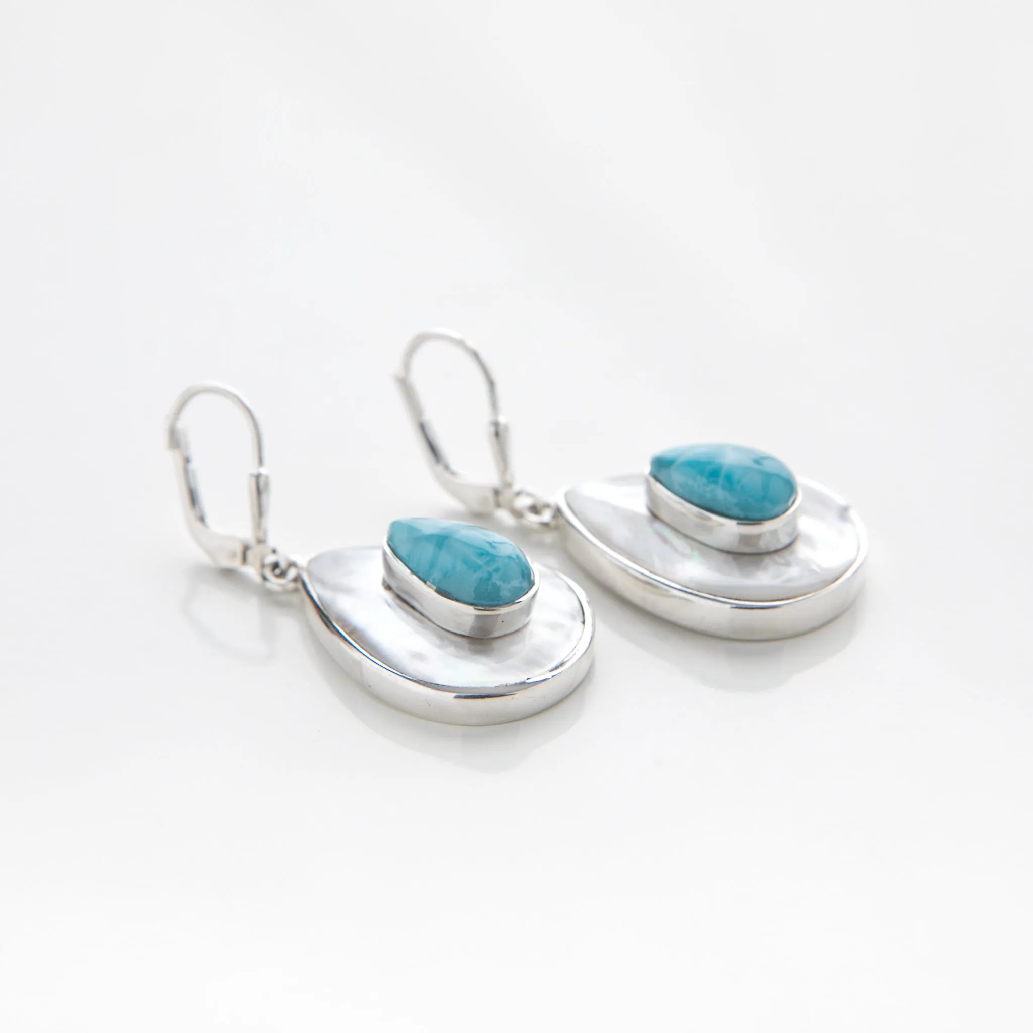 Larimar Mother Pearl Earrings Mauvi