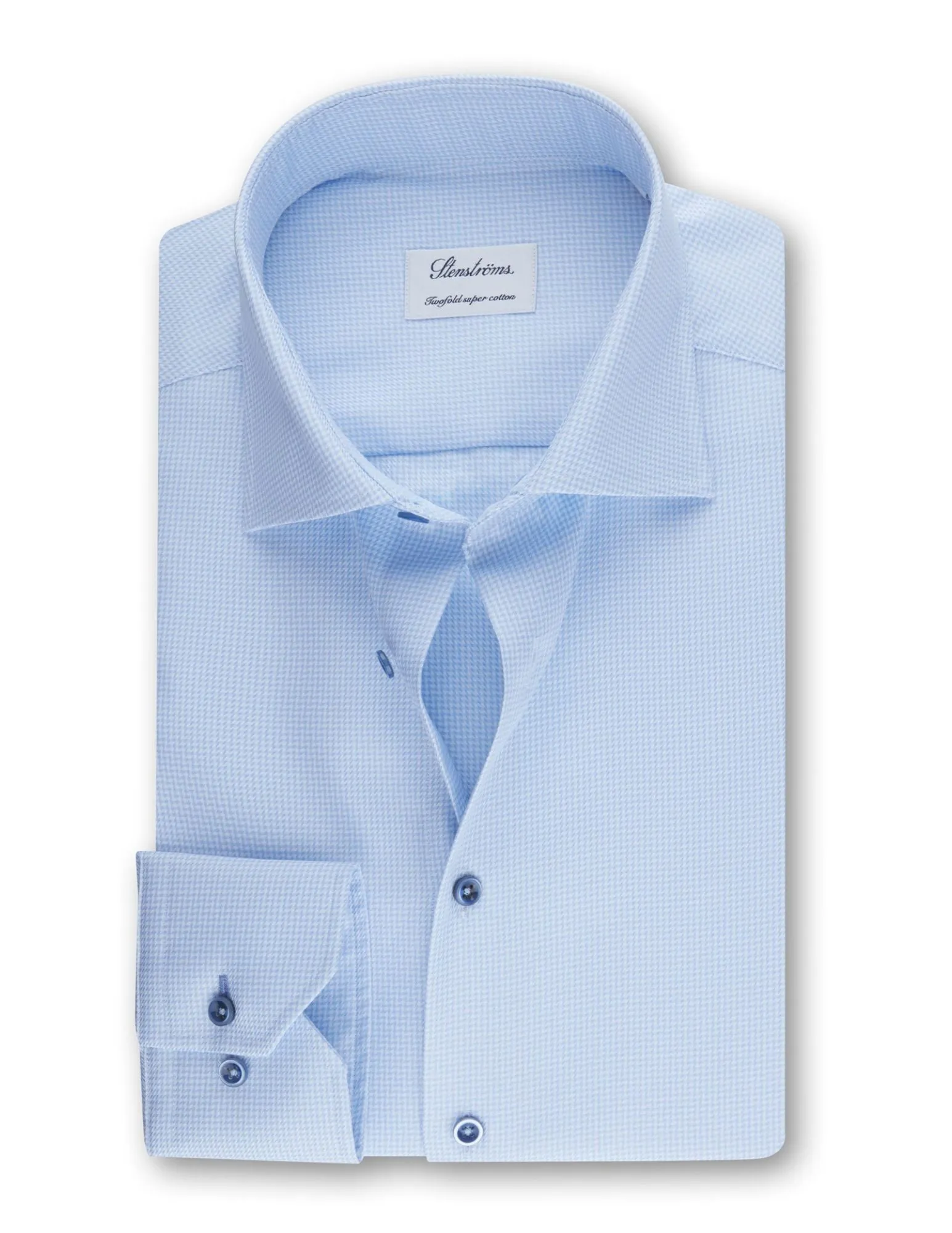 Light Blue Houndstooth Shirt | Fitted Body