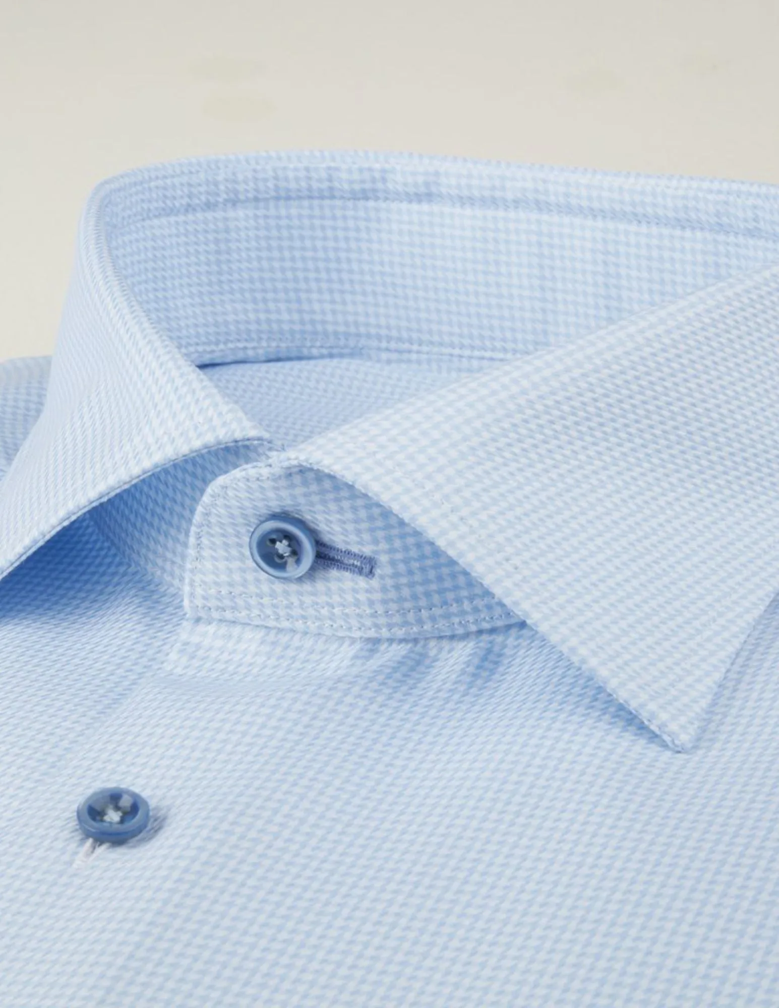 Light Blue Houndstooth Shirt | Fitted Body