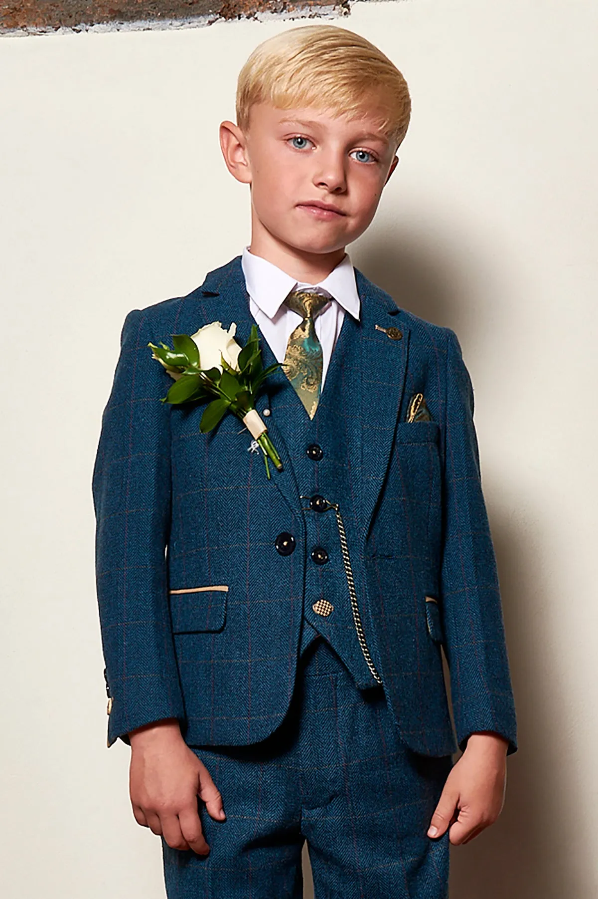 Matching Father & Son | Men’s DION - Blue Tweed Check Suit