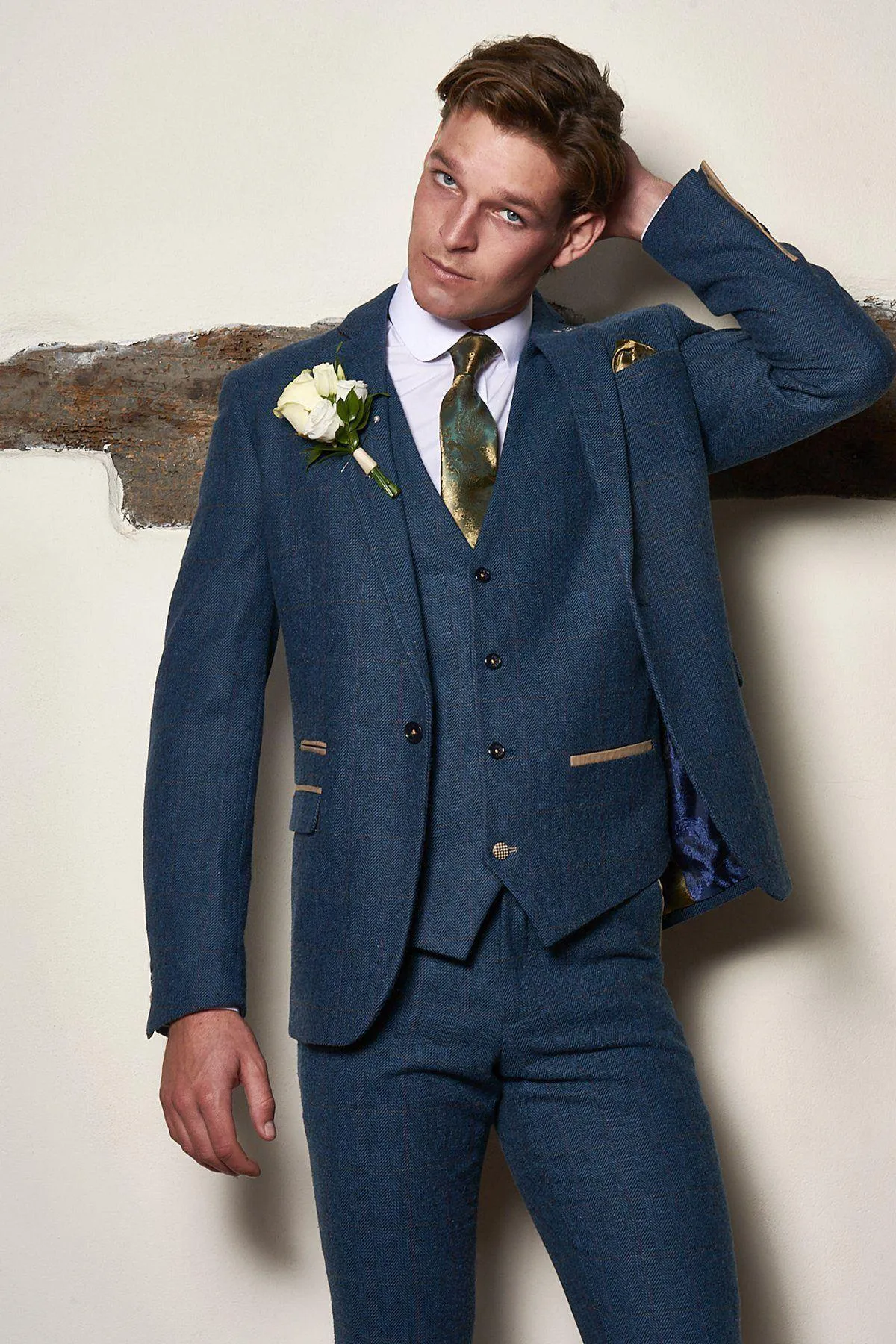 Matching Father & Son | Men’s DION - Blue Tweed Check Suit