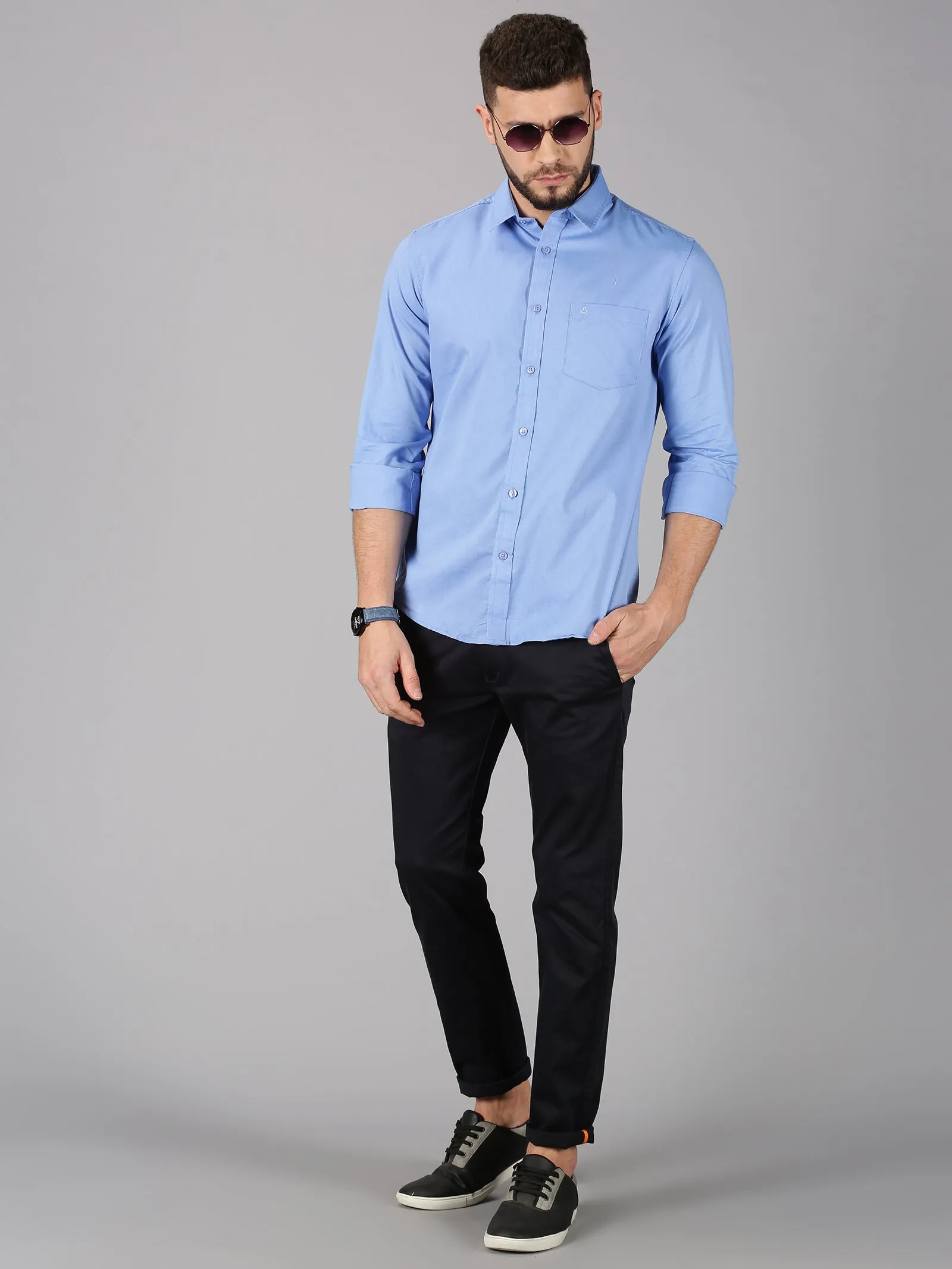 MEN'S BLUE SOLID SLIM FIT SHIRT