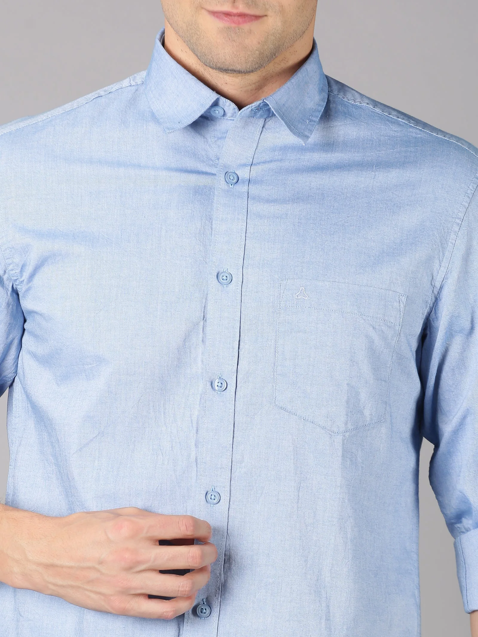 MEN'S BLUE SOLID SLIM FIT SHIRT