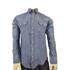 Men's Slim Fit Blue Chambray Denim Western Shirt