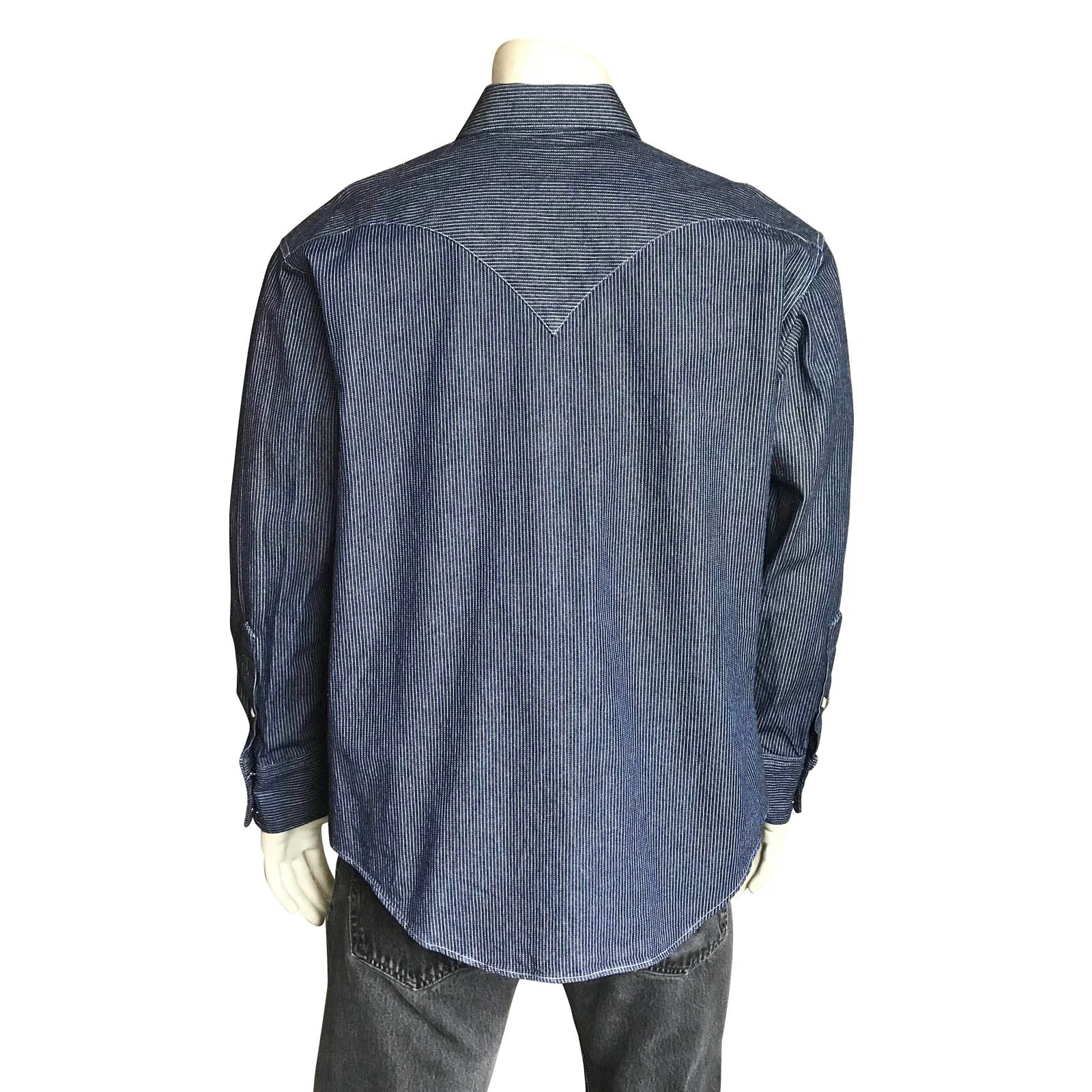 Men's Slim Fit Denim Pinstripe Western Shirt