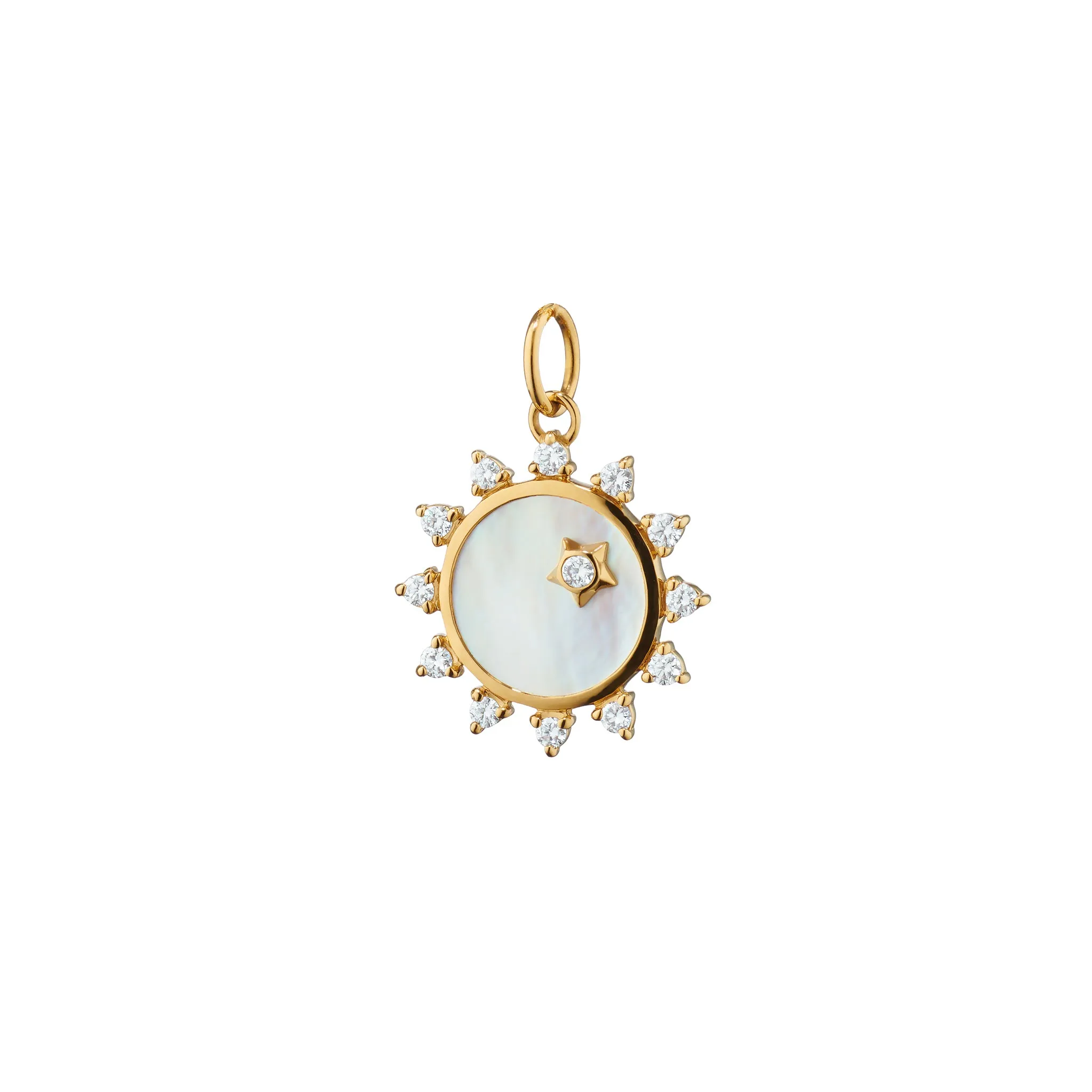 Mini Mother of Pearl Diamond "Happiness" Sun Charm