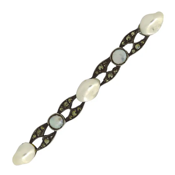 Mother of Pearl & Marcasite Stock pin