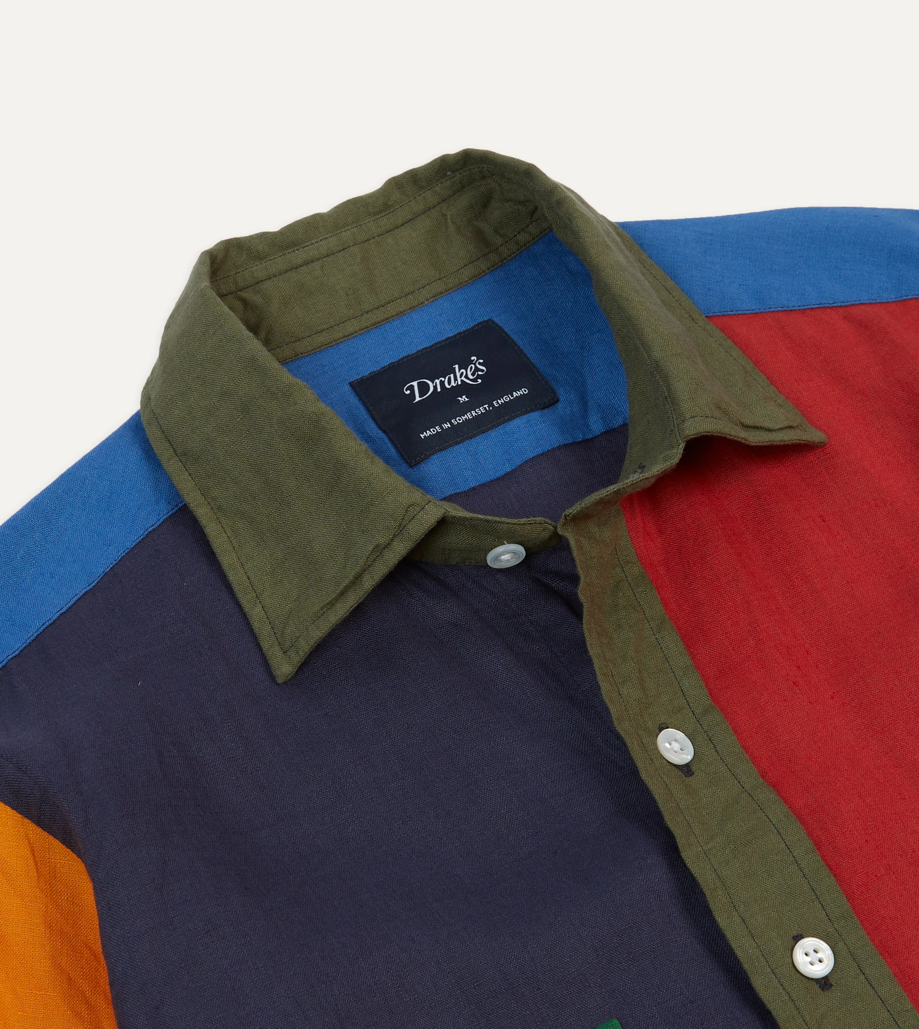 Multicoloured Linen Two-Pocket Fun Work Shirt