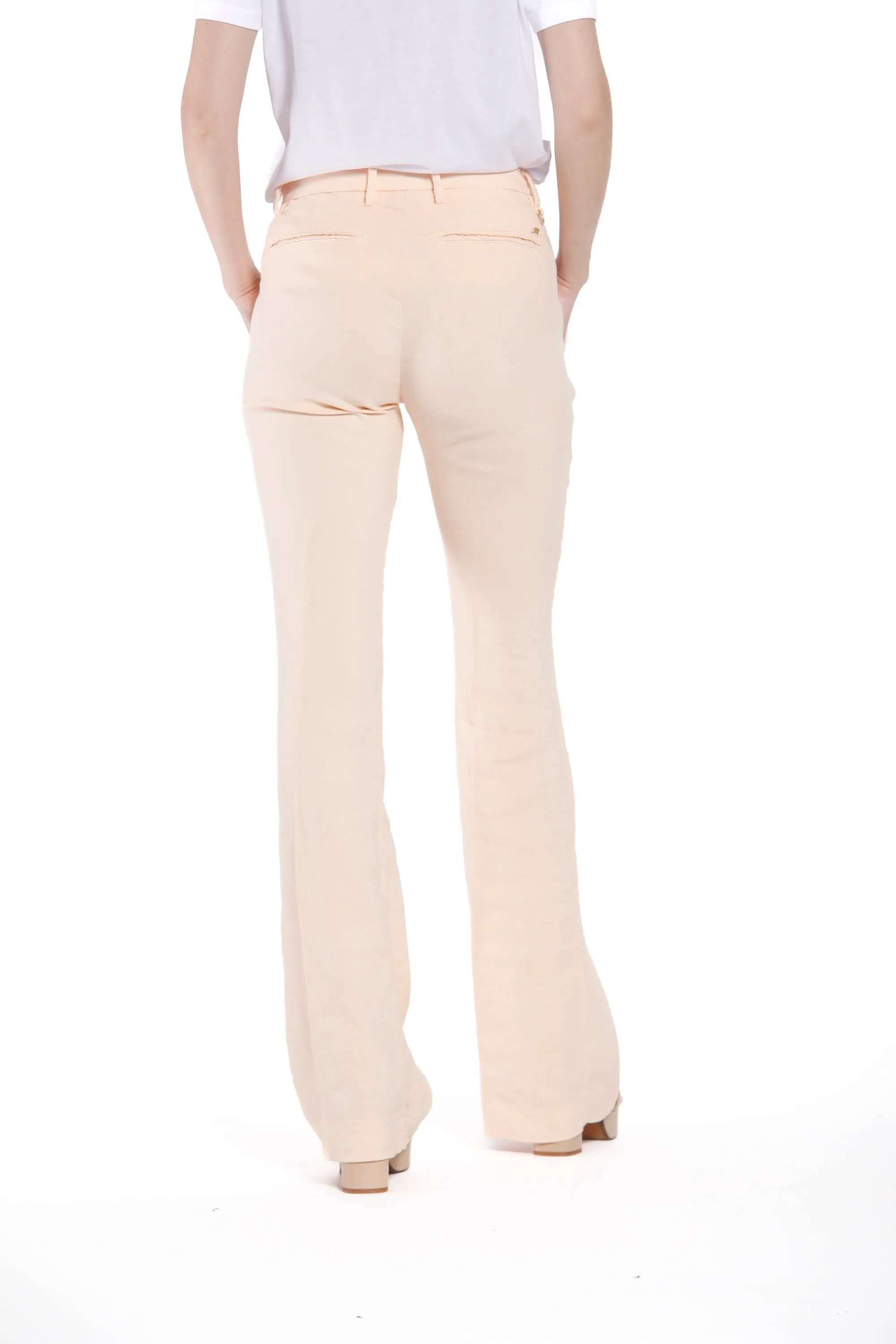 New York Flare pantalone chino donna in misto lino con fondo ampio slim