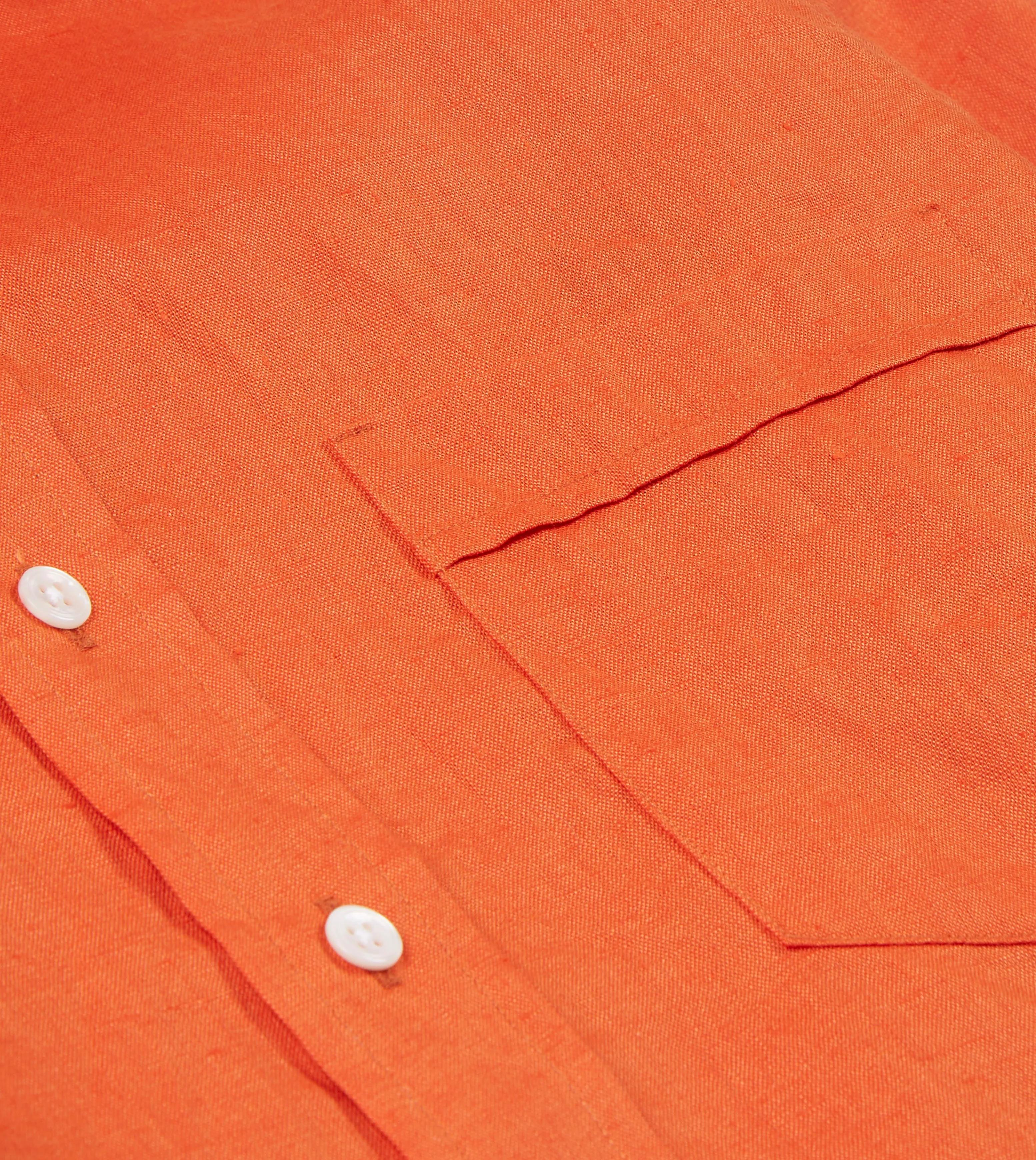 Orange Linen Spread Collar Shirt