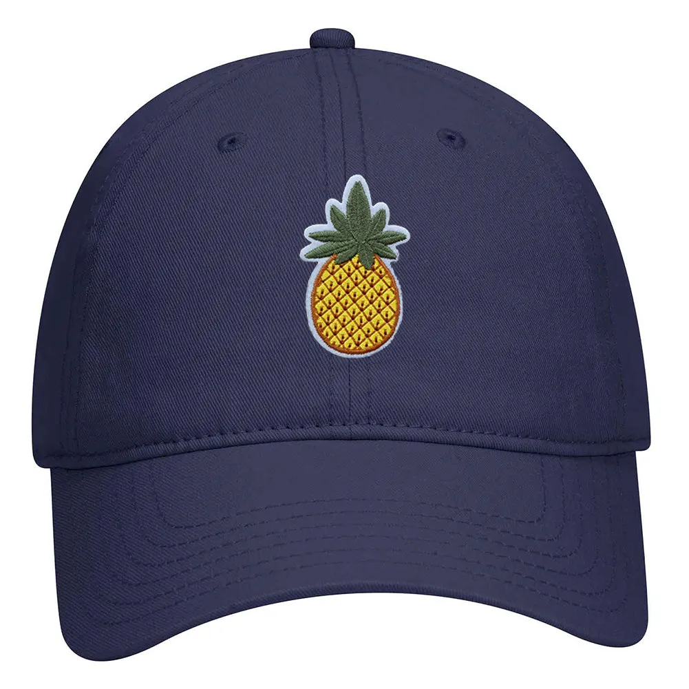 Pineapple Embroidered Patch Pastel Tone Garment Washed Superior Cotton Twill Dad Hat - For Women and Men