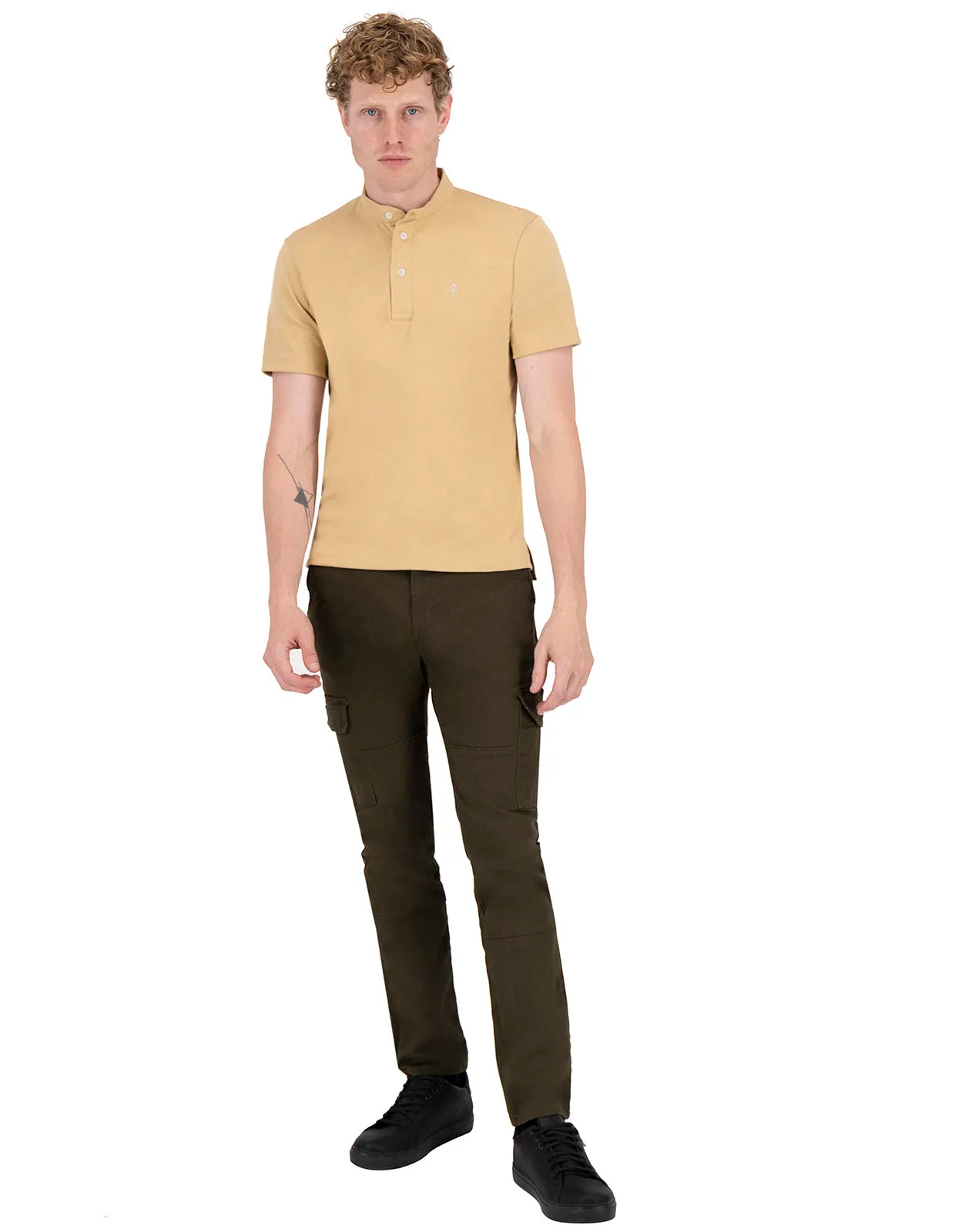 Playera Cuello Mao Slim Fit - Coffee