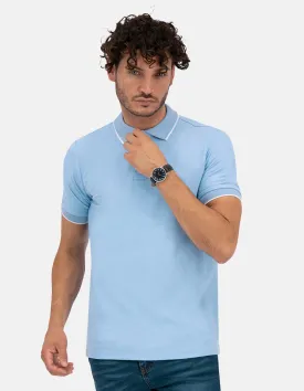 Playera Tipo Polo Regular Fit Para Hombre - Azul Cielo