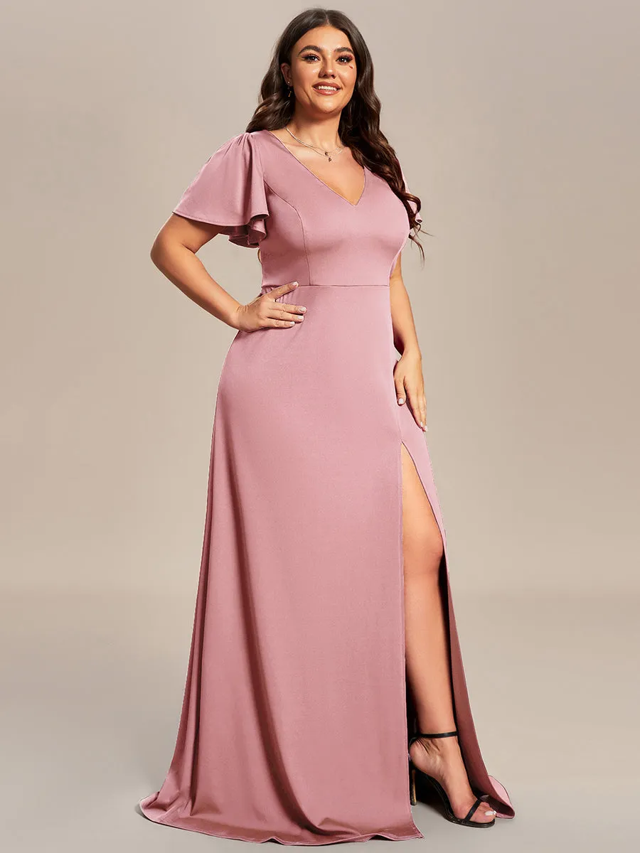 Plus Side Split Lotus Leaf Wholesale Bridesmaid Dresses