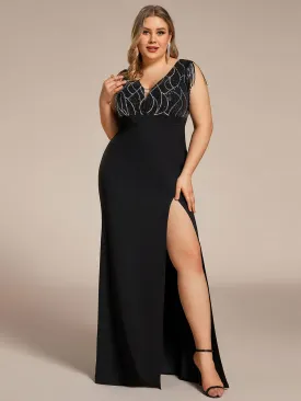 Plus Split Sequin Wholesale Evening Dresses With Tassel