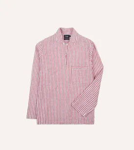 Red Stripe Linen Smock Shirt