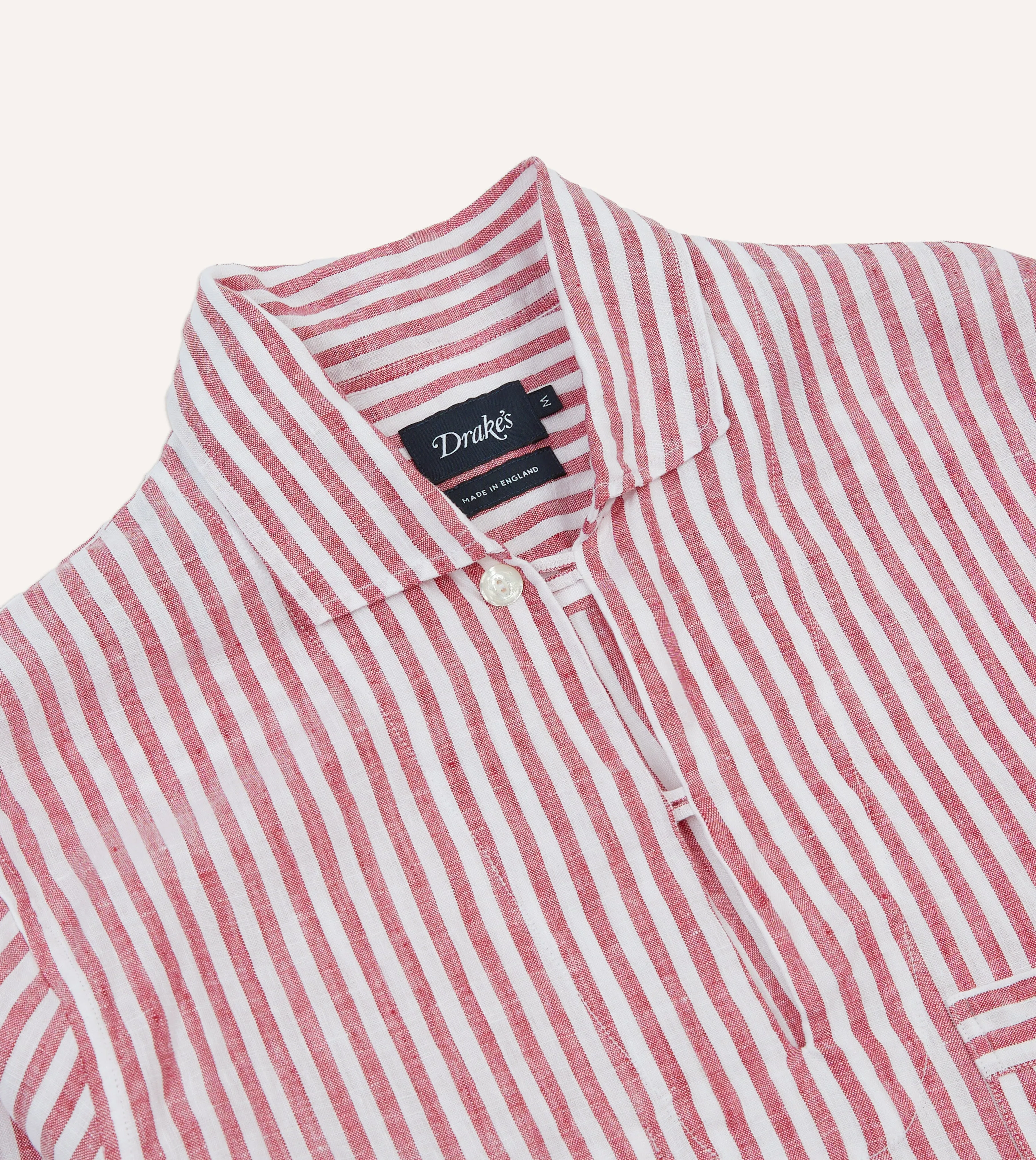 Red Stripe Linen Smock Shirt