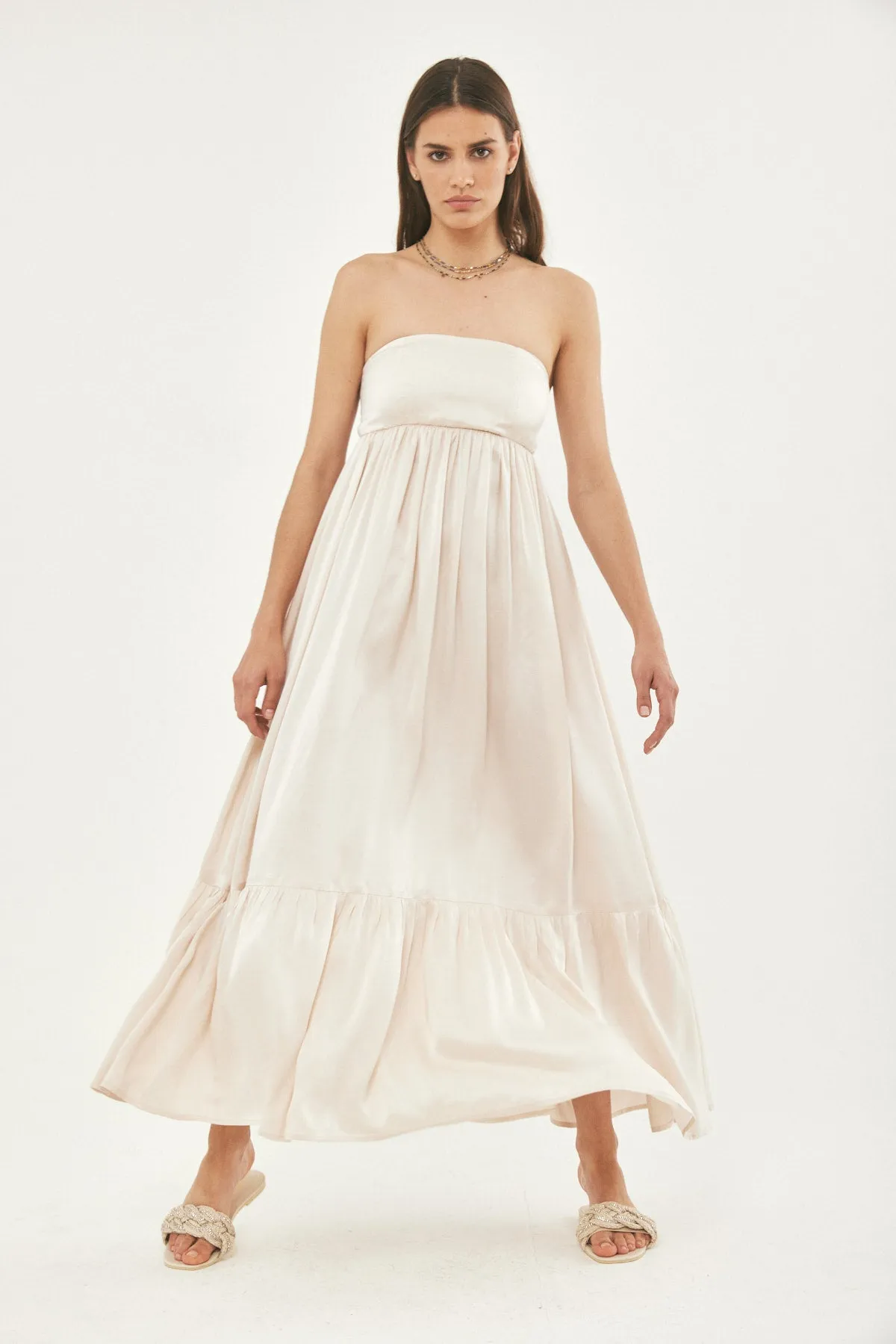 ROCKY SILK STRAPLESS DRESS