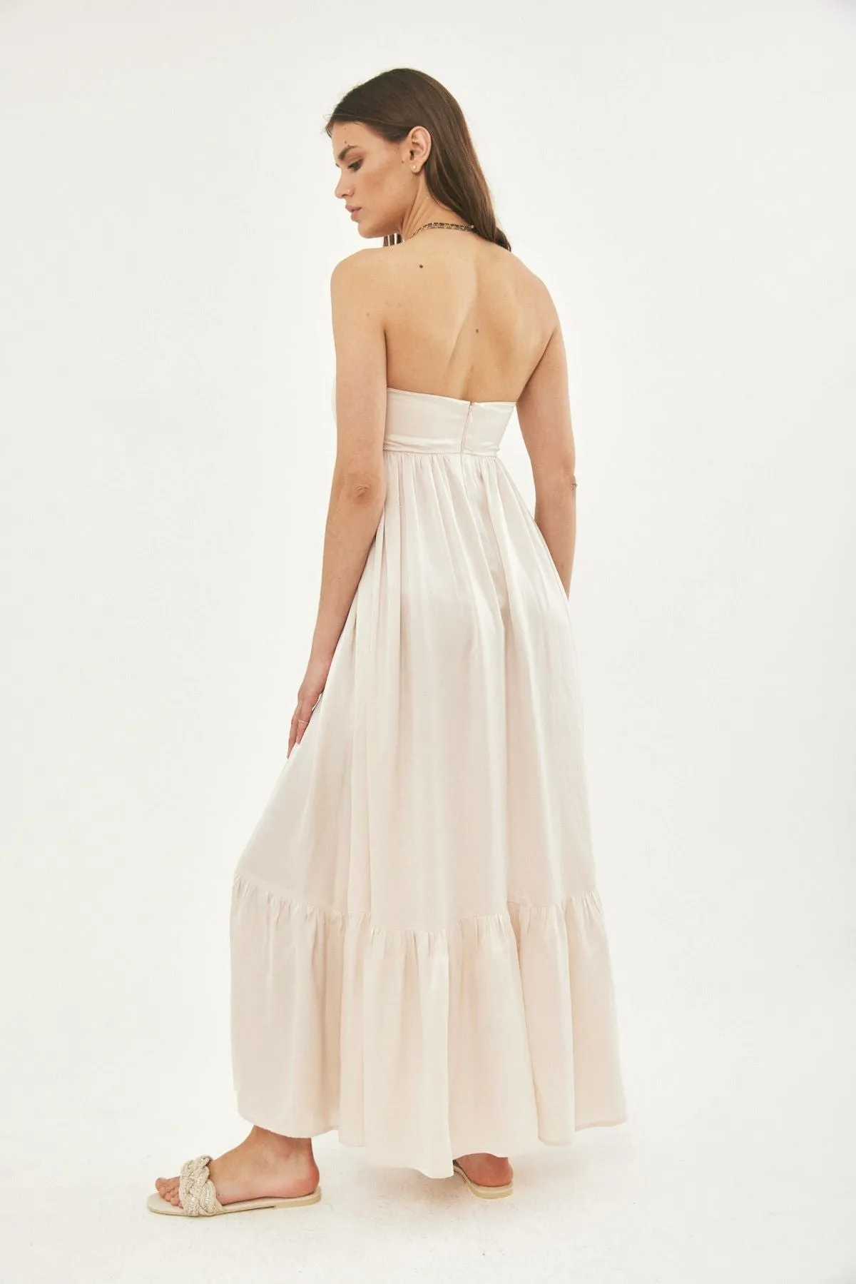 ROCKY SILK STRAPLESS DRESS