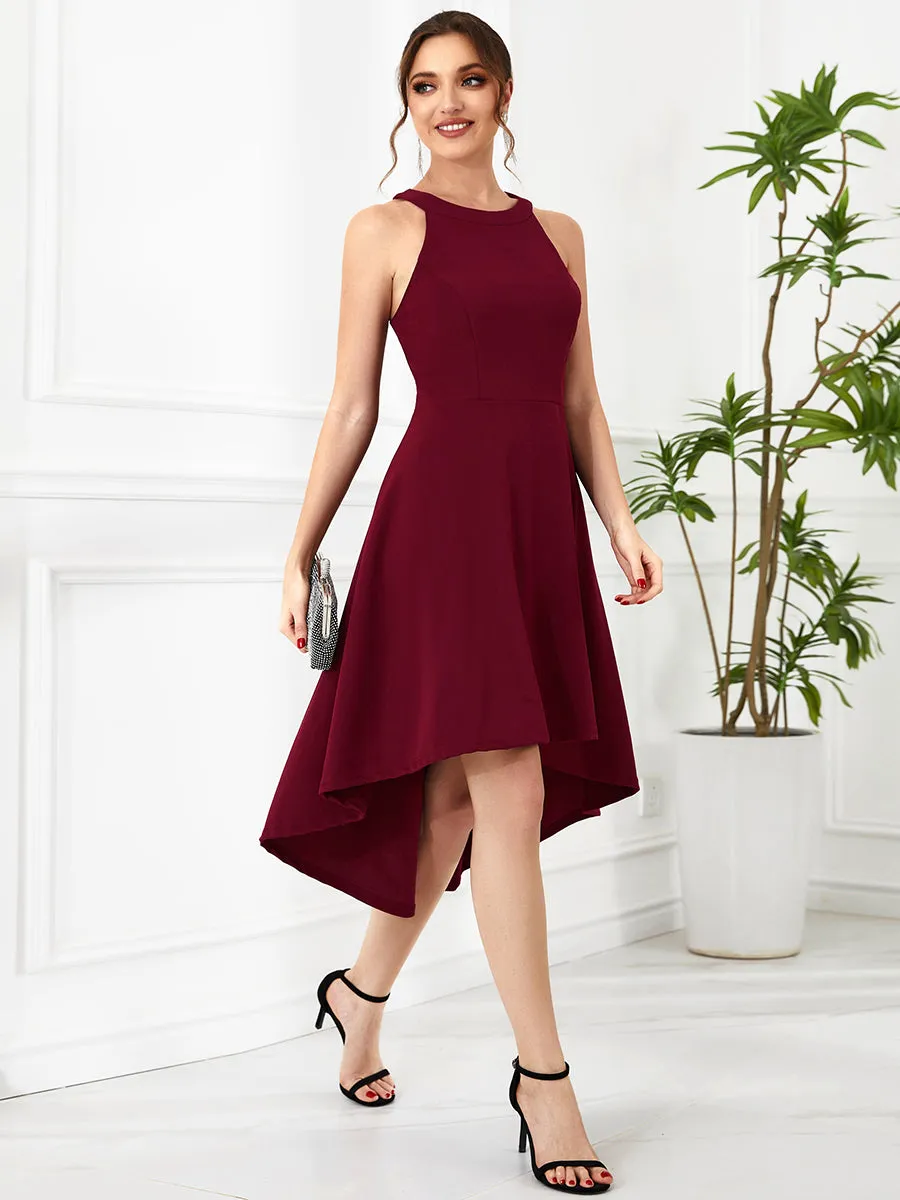 Round Neck Knee Length Asymmetrical Hem Wholesale Evening Dresses