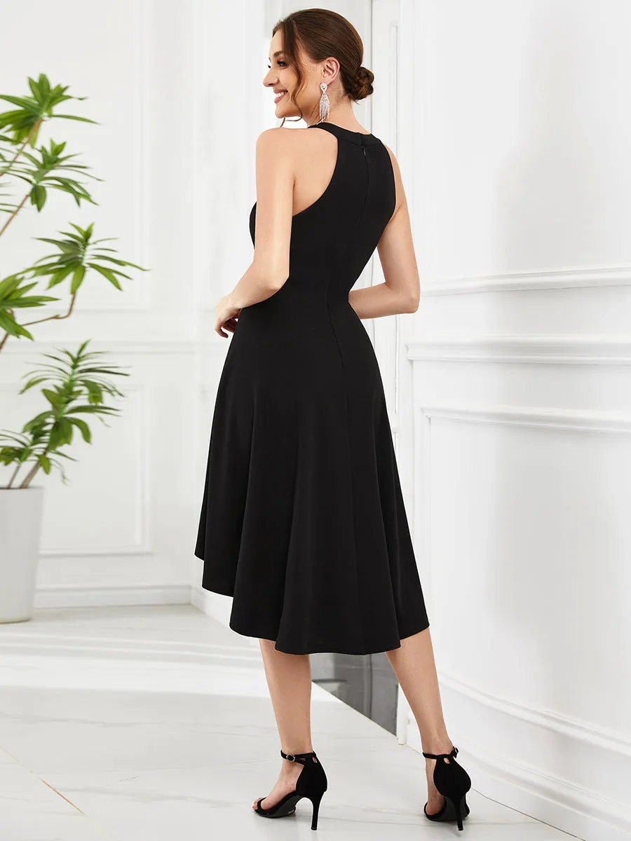 Round Neck Knee Length Asymmetrical Hem Wholesale Evening Dresses